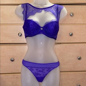 Victoria's Secret “Very Sexy” Purple Lace Demi-Cup Bra with matching thong